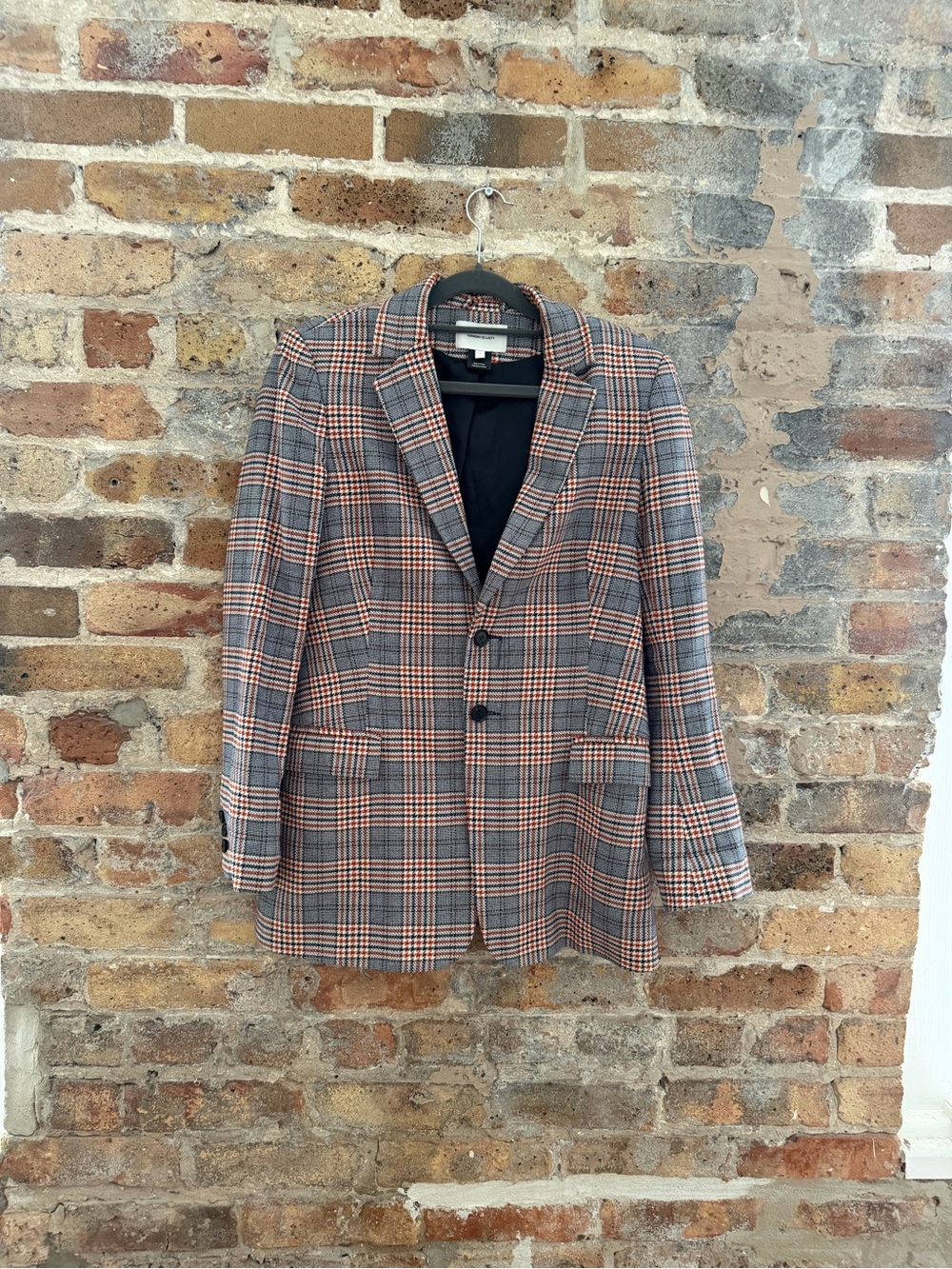 Current/Elliott Gray and Orange Plaid Blazer